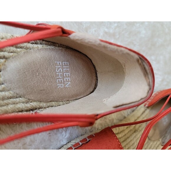 Eileen Fisher Shoes LEE Rust Nubuck Leather D'Orsay Espadrilles Flats Size 8 - Picture 3 of 11
